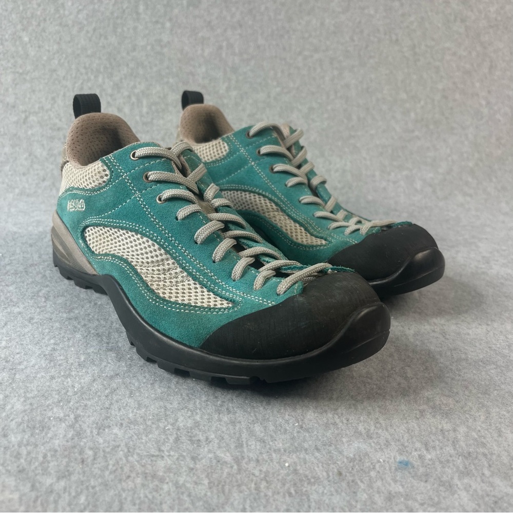 Asolo Sunset Sneakers Women’s Size 8.5 Blue Suede Hiking Trail Athletic Shoes.